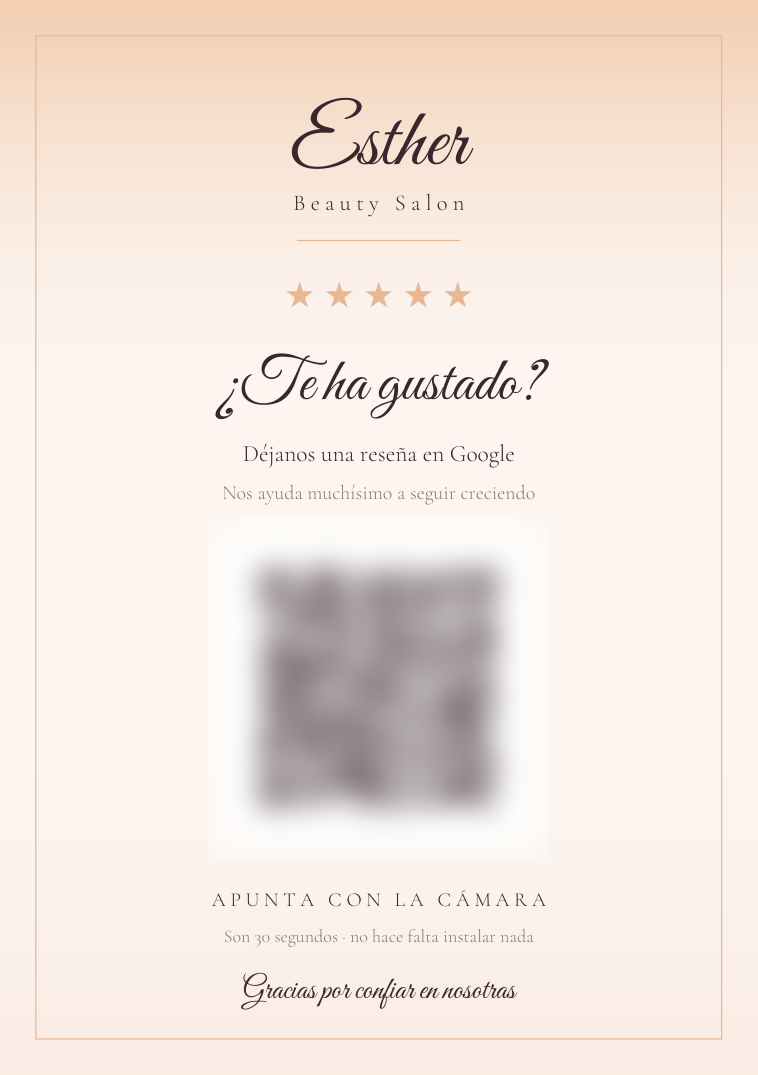 Cartel de reseñas de un salón de belleza